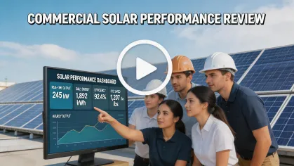 Facility team reviewing commercial solar data